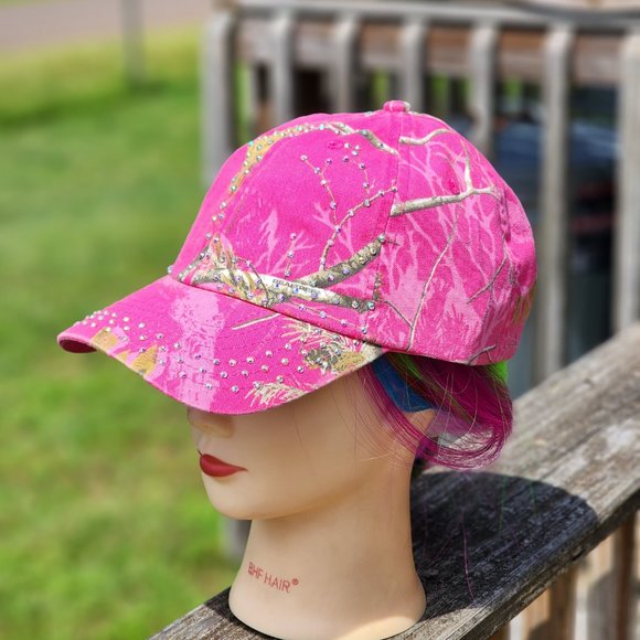 Ladies Pink Camo BLING Hat NEW - Picture 3 of 4